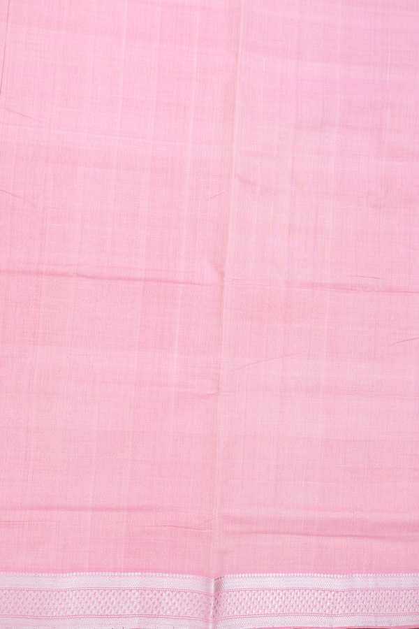Mangalagiri Cotton Saree In Pastel Pink With Zari Border