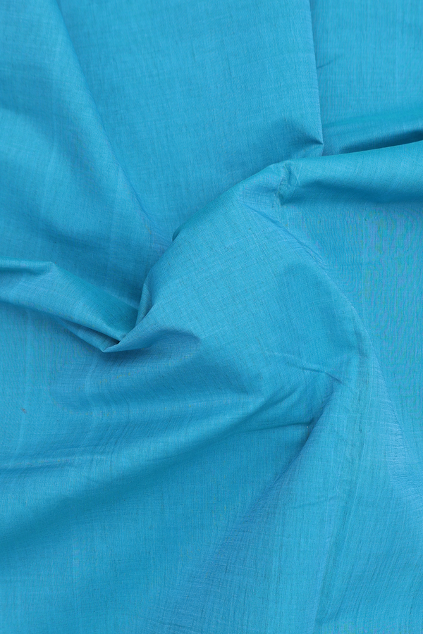 Mangalagiri Cotton Saree In Peacock Blue With Zari Border