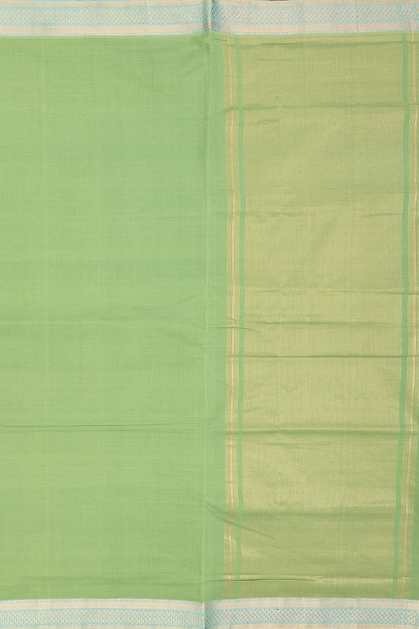Mangalagiri Cotton Saree In Pear Green With Zari Border
