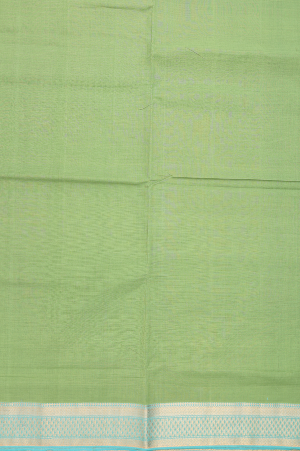 Mangalagiri Cotton Saree In Pear Green With Zari Border