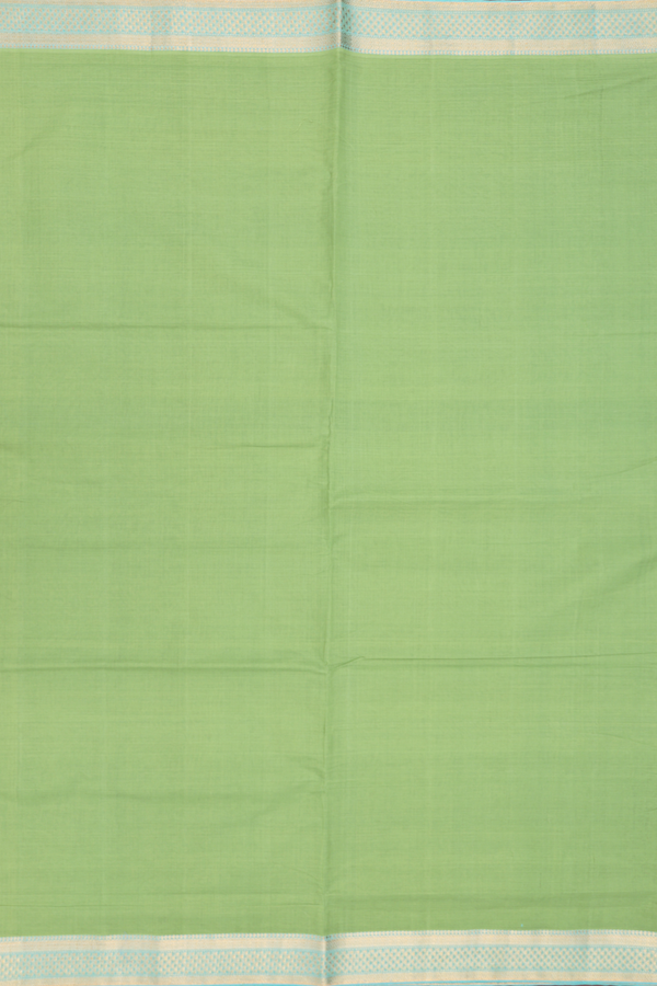 Mangalagiri Cotton Saree In Pear Green With Zari Border