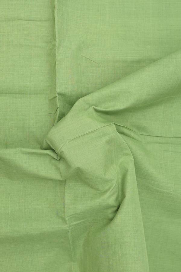 Mangalagiri Cotton Saree In Pear Green With Zari Border