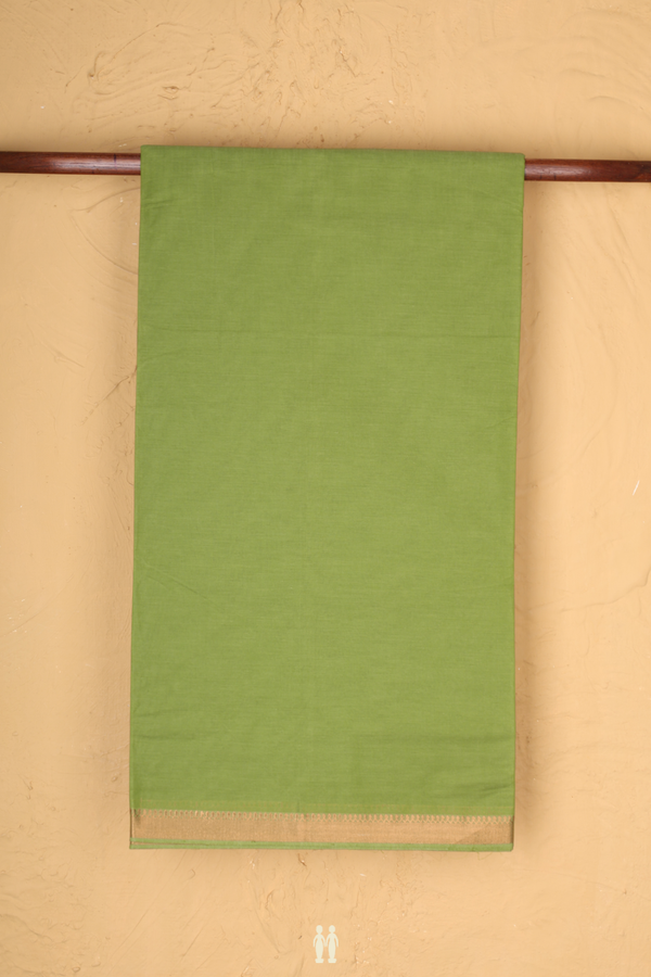 Mangalagiri Cotton Saree In Pear Green With Zari Border