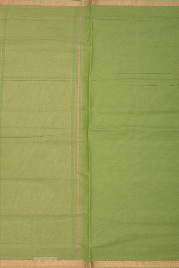 Mangalagiri Cotton Saree In Pear Green With Zari Border