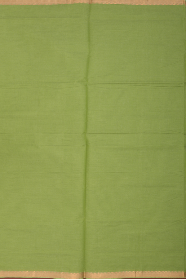 Mangalagiri Cotton Saree In Pear Green With Zari Border