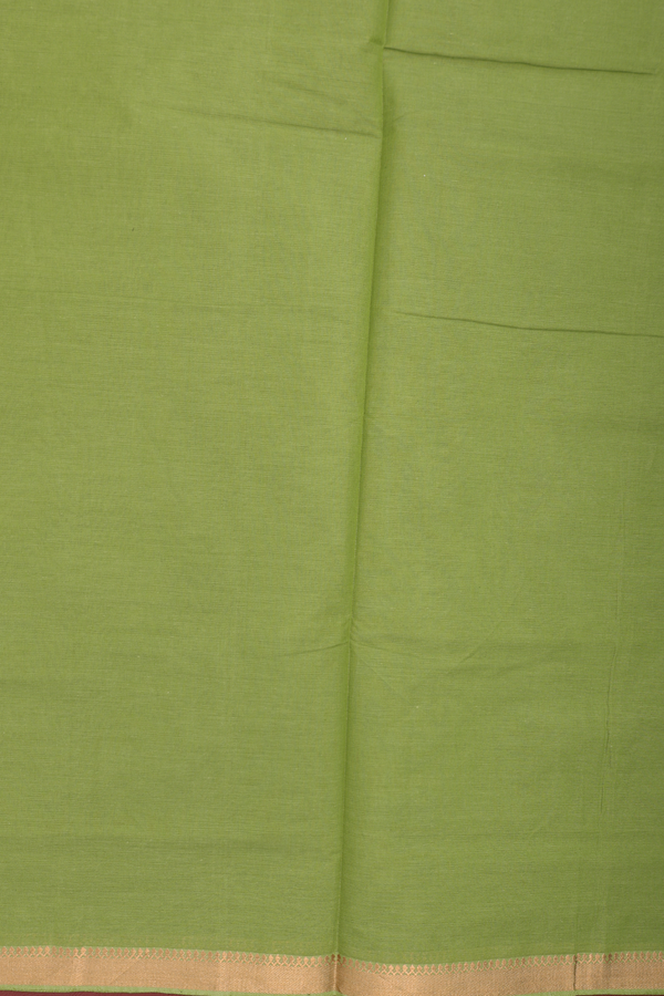 Mangalagiri Cotton Saree In Pear Green With Zari Border