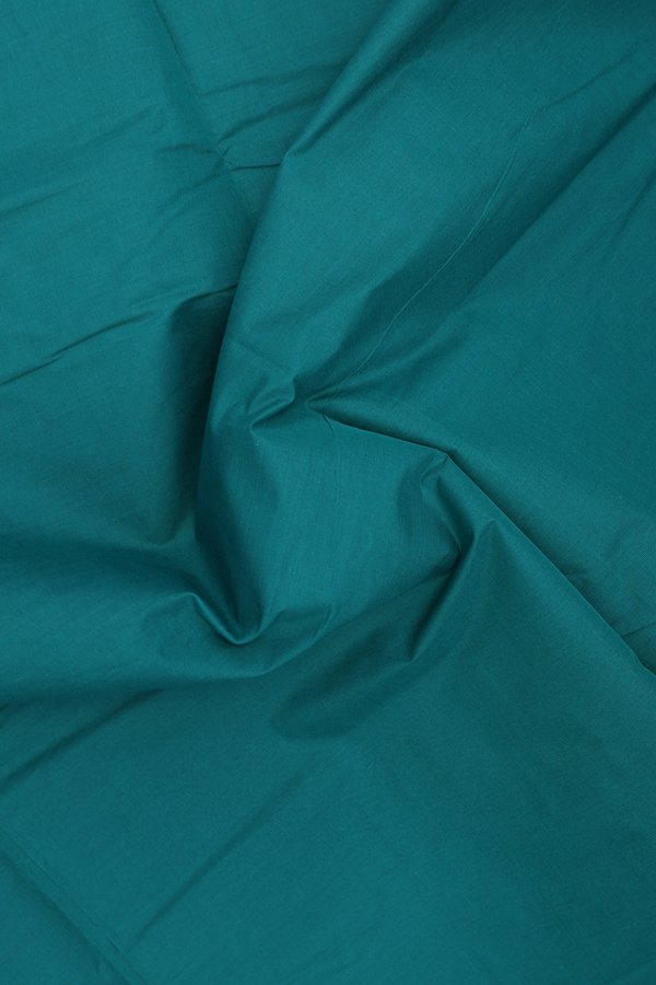 Mangalagiri Cotton Saree In Pine Green With Zari Border