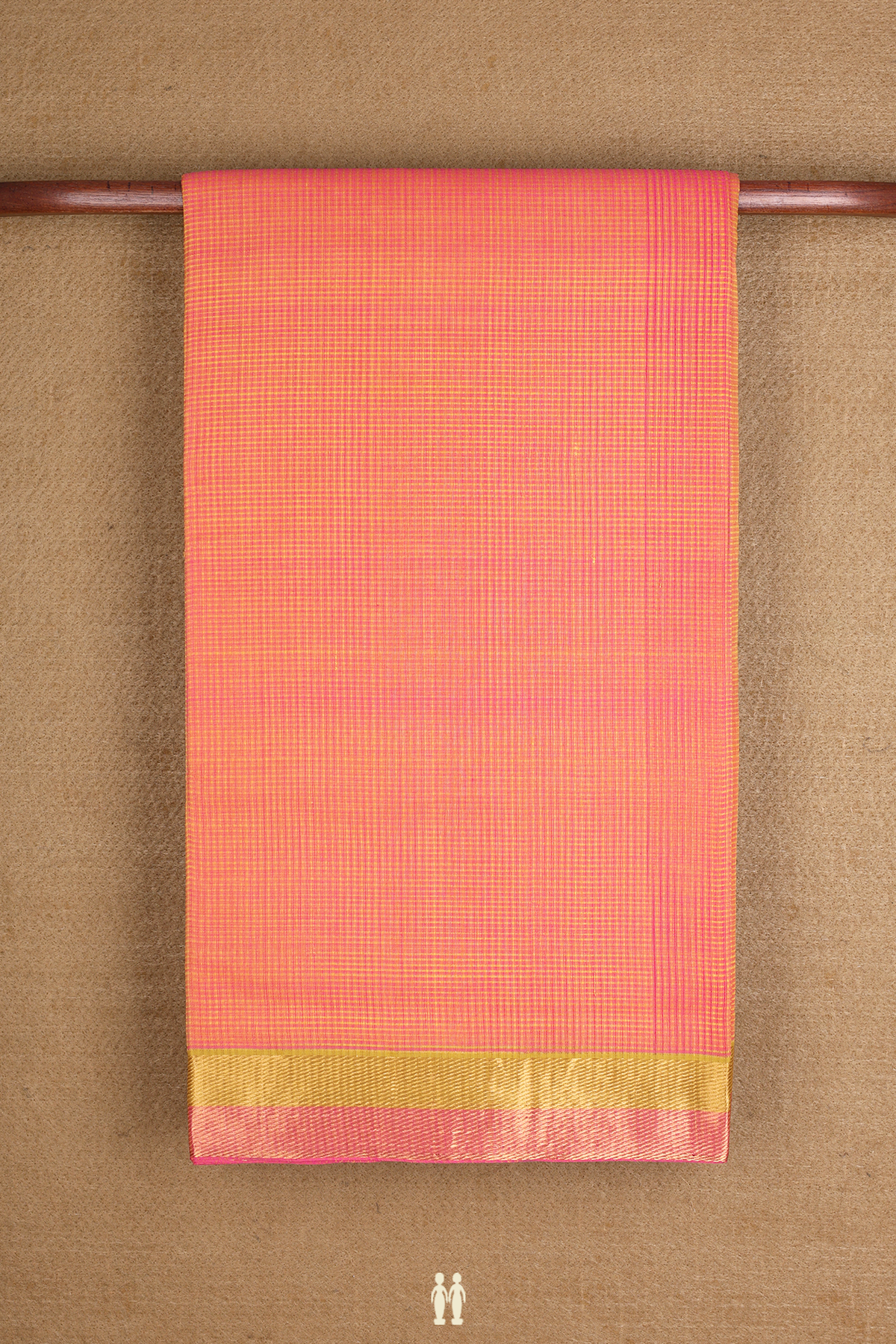 Mangalagiri Cotton Saree In Pink And Yellow With Checks