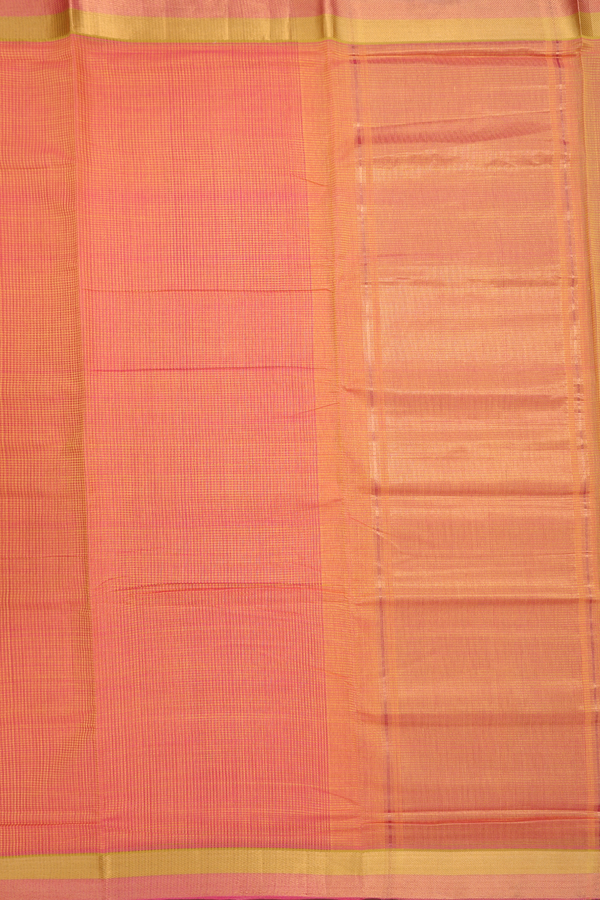 Mangalagiri Cotton Saree In Pink And Yellow With Checks