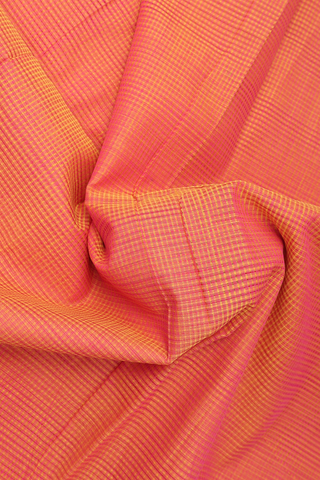 Mangalagiri Cotton Saree In Pink And Yellow With Checks