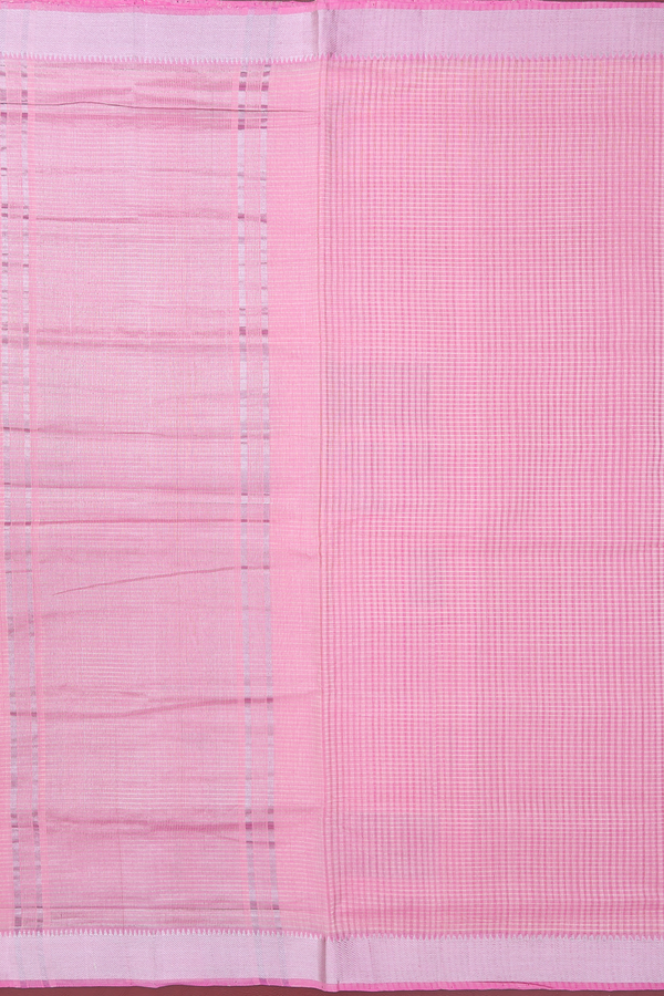 Mangalagiri Cotton Saree In Pink With Checks Design