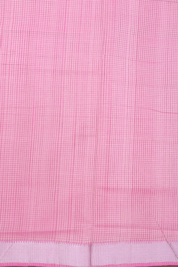 Mangalagiri Cotton Saree In Pink With Checks Design