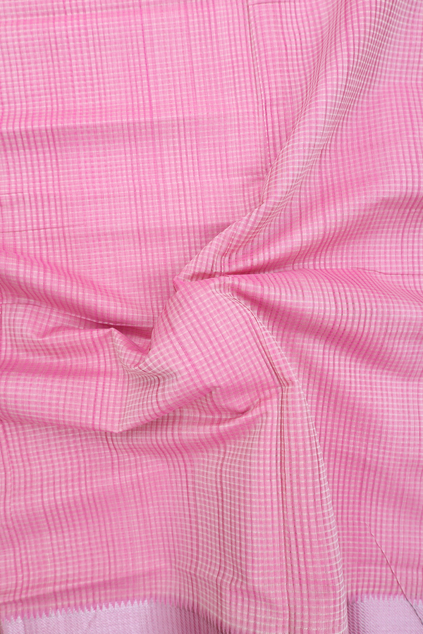 Mangalagiri Cotton Saree In Pink With Checks Design