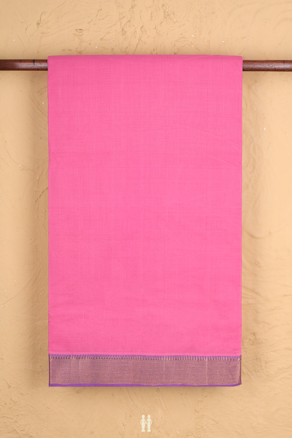 Mangalagiri Cotton Saree In Pink With Contrast Border