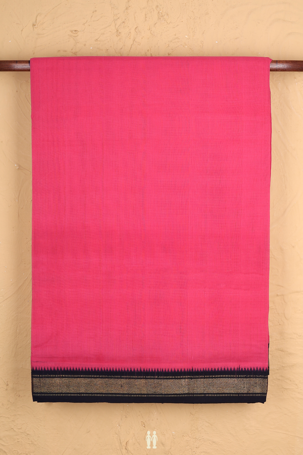Mangalagiri Cotton Saree In Pink With Contrast Border
