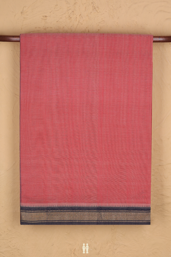 Mangalagiri Cotton Saree In Pink With Contrast Border
