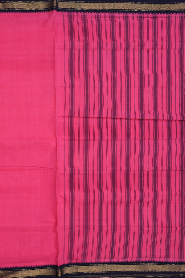 Mangalagiri Cotton Saree In Pink With Contrast Border