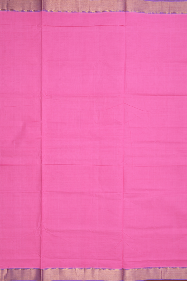 Mangalagiri Cotton Saree In Pink With Contrast Border