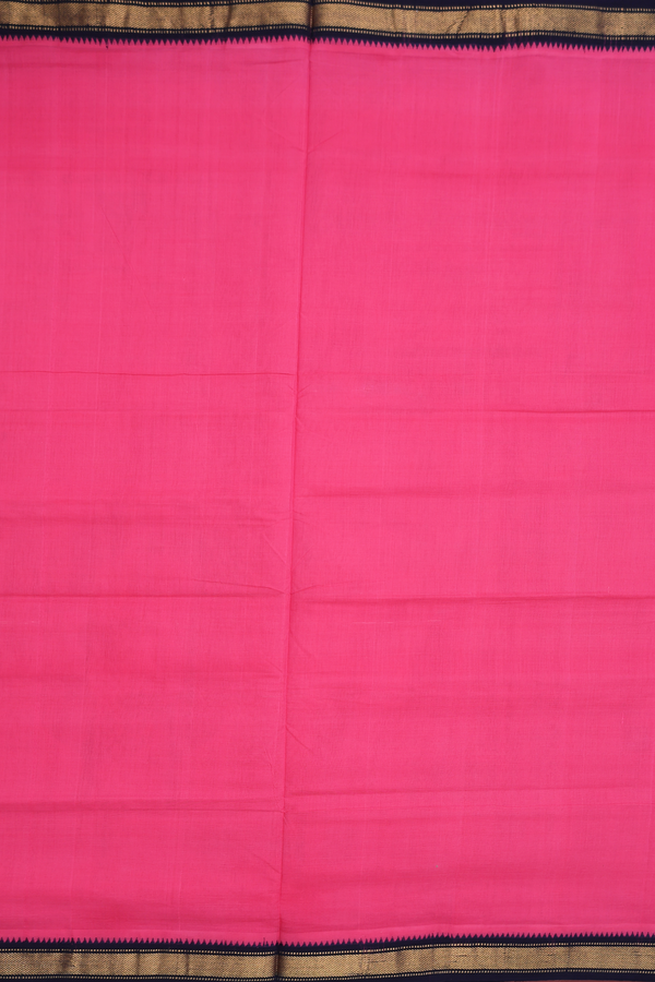 Mangalagiri Cotton Saree In Pink With Contrast Border