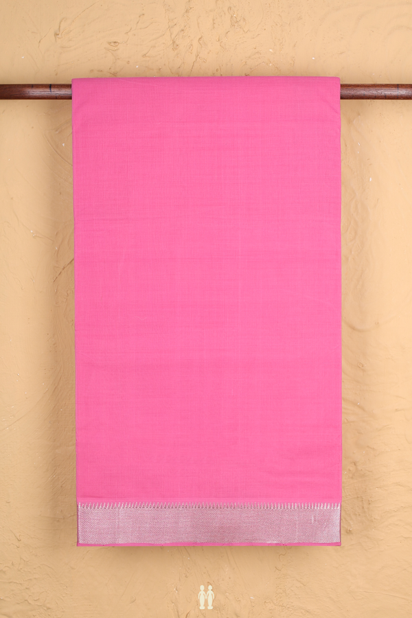 Mangalagiri Cotton Saree In Pink With Zari Border
