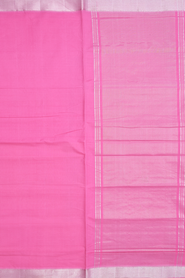 Mangalagiri Cotton Saree In Pink With Zari Border