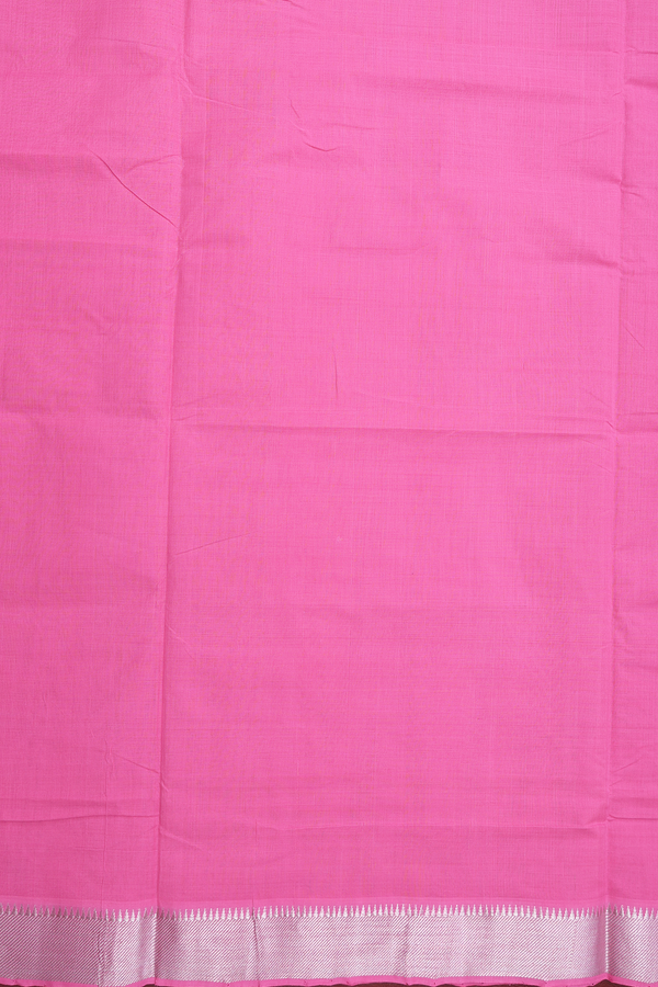 Mangalagiri Cotton Saree In Pink With Zari Border