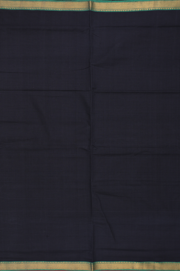 Mangalagiri Cotton Saree In Plain Black With Zari Border