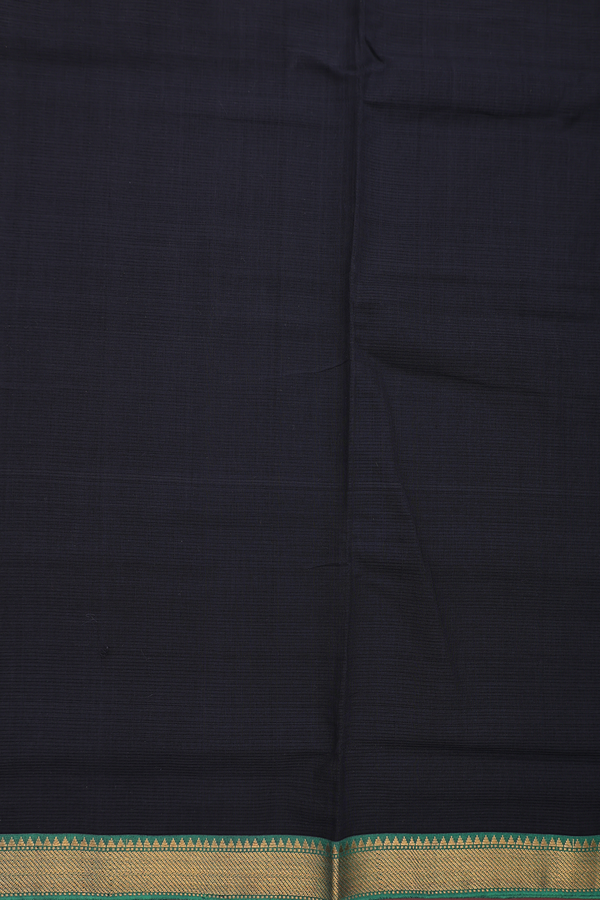 Mangalagiri Cotton Saree In Plain Black With Zari Border