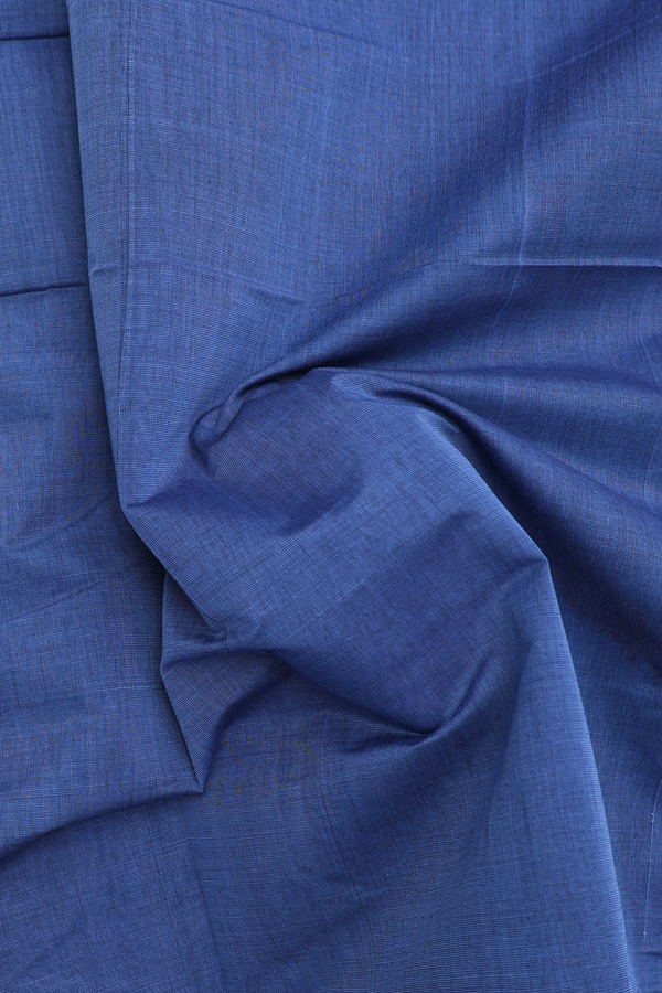 Mangalagiri Cotton Saree In Plain Blue With Zari Border