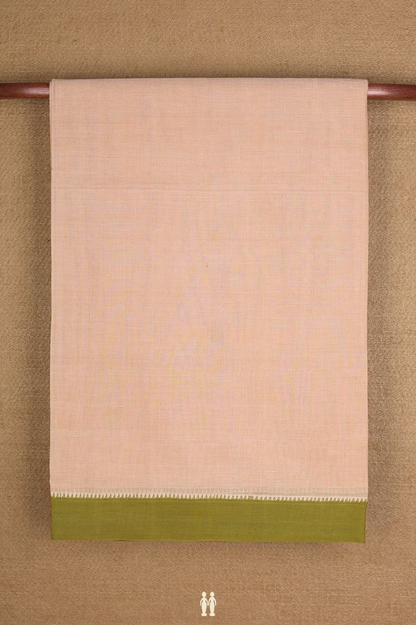 Mangalagiri Cotton Saree In Plain Cream With Contrast Border