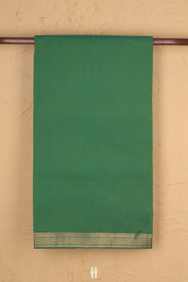 Mangalagiri Cotton Saree In Plain Green With Zari Border
