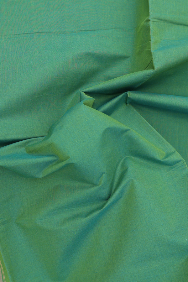 Mangalagiri Cotton Saree In Plain Green With Zari Border