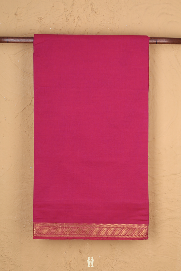 Mangalagiri Cotton Saree In Plain Magenta With Zari Border