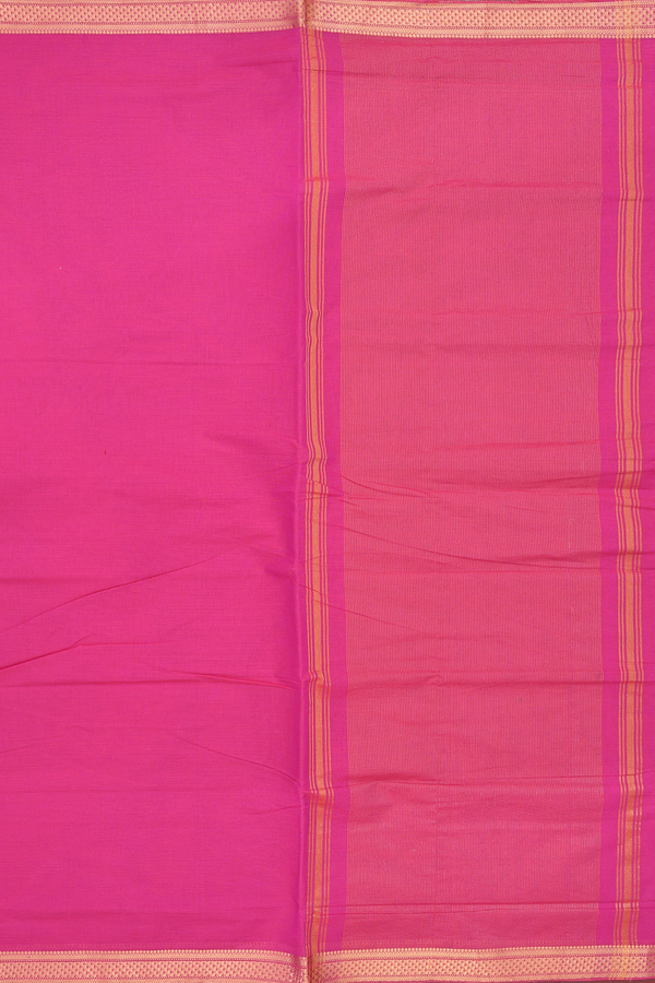 Mangalagiri Cotton Saree In Plain Magenta With Zari Border