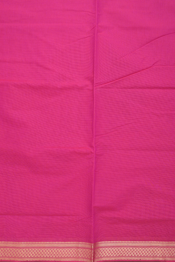 Mangalagiri Cotton Saree In Plain Magenta With Zari Border