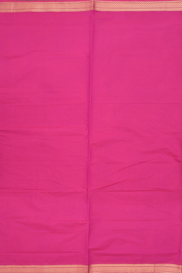 Mangalagiri Cotton Saree In Plain Magenta With Zari Border