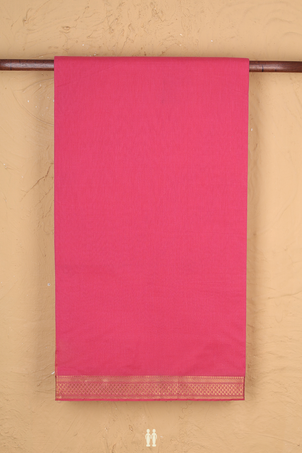 Mangalagiri Cotton Saree In Plain Pink With Zari Border