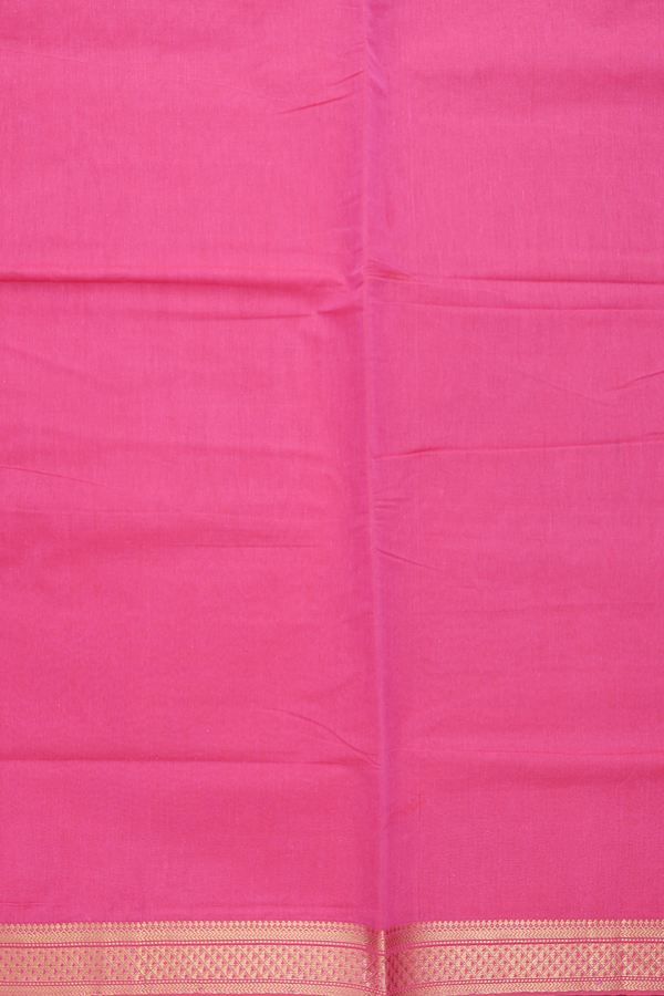 Mangalagiri Cotton Saree In Plain Pink With Zari Border