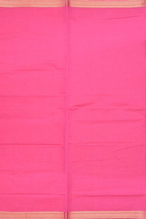 Mangalagiri Cotton Saree In Plain Pink With Zari Border