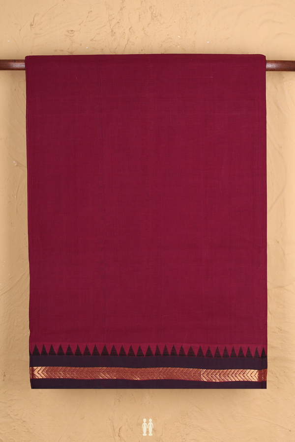 Mangalagiri Cotton Saree In Plum Purple With Zari Border