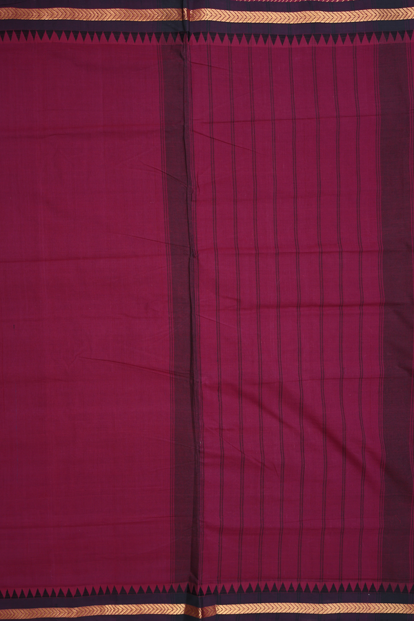 Mangalagiri Cotton Saree In Plum Purple With Zari Border