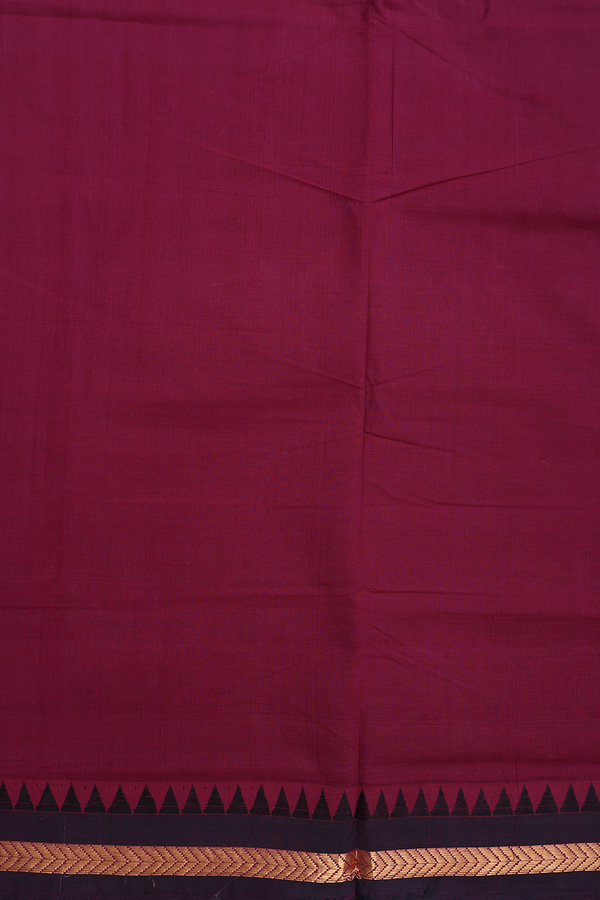 Mangalagiri Cotton Saree In Plum Purple With Zari Border