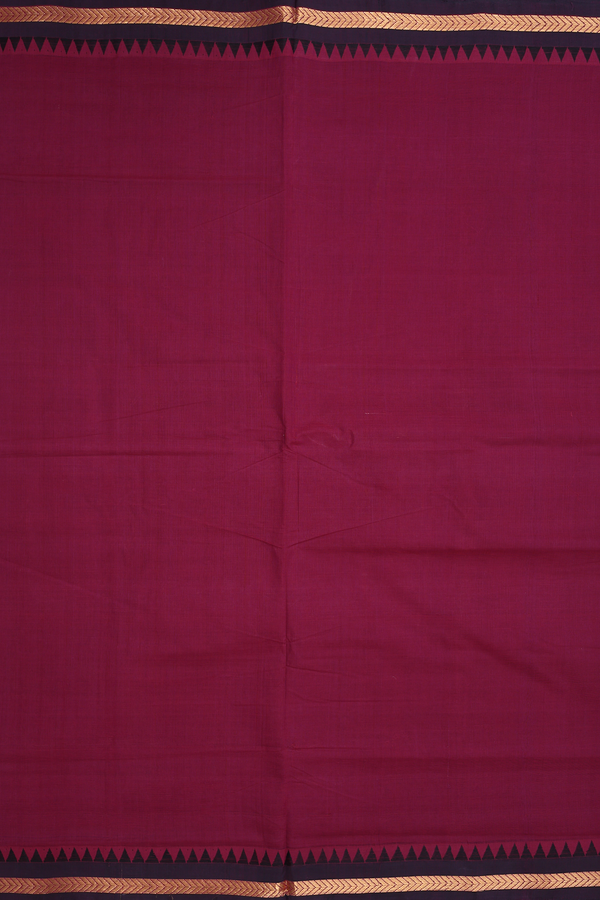 Mangalagiri Cotton Saree In Plum Purple With Zari Border