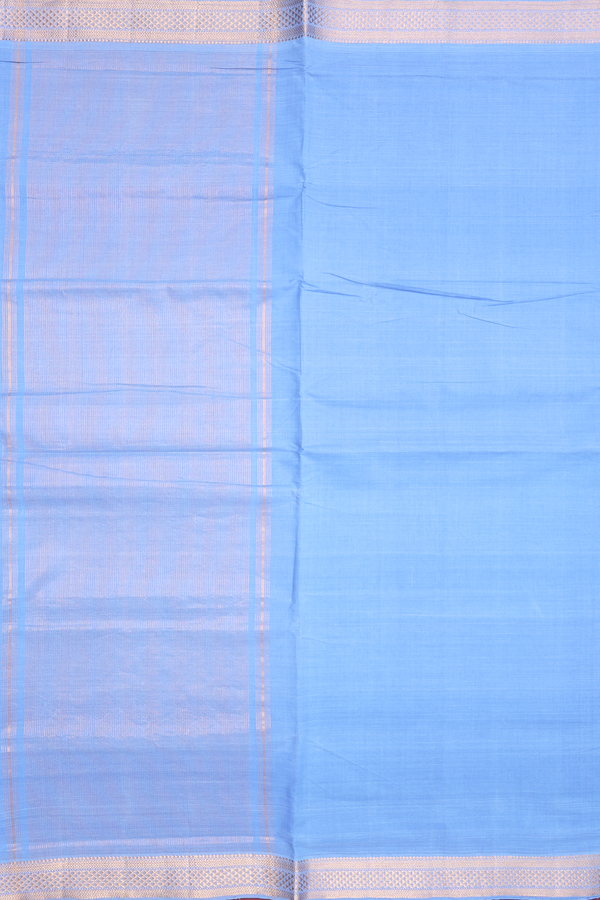 Mangalagiri Cotton Saree In Blue With Contrast Border
