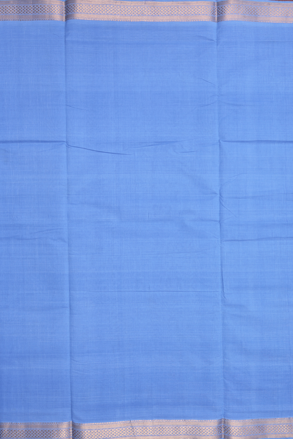 Mangalagiri Cotton Saree In Blue With Contrast Border