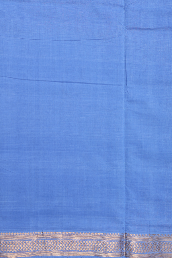 Mangalagiri Cotton Saree In Blue With Contrast Border