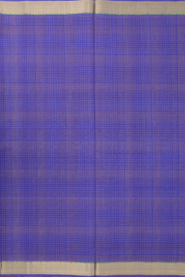 Mangalagiri Cotton Saree In Purplish Blue With Checks Design