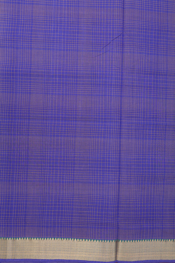 Mangalagiri Cotton Saree In Purplish Blue With Checks Design
