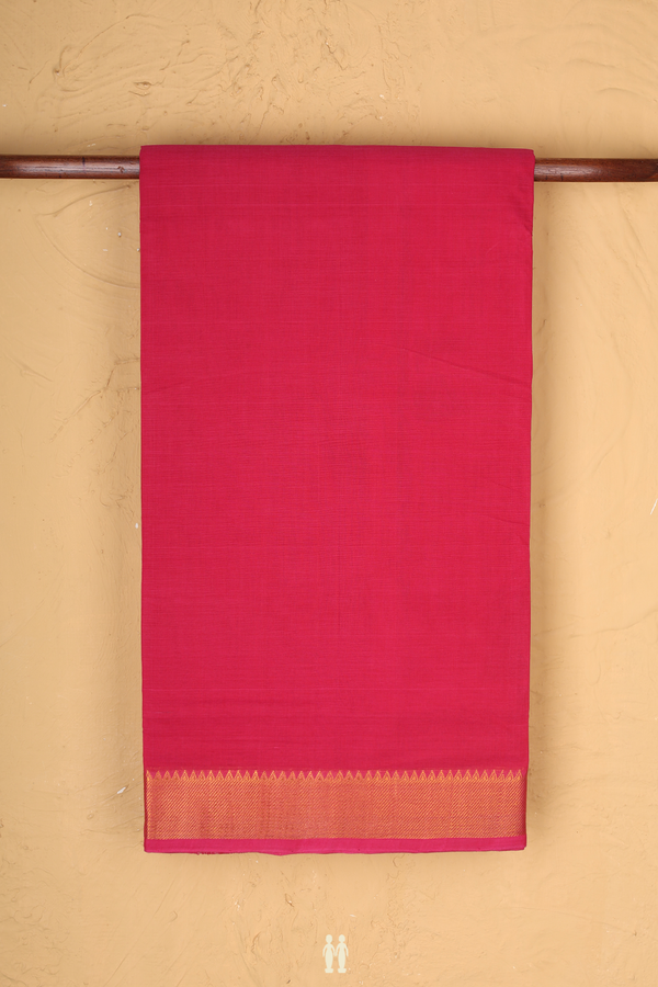 Mangalagiri Cotton Saree In Rani Pink With Zari Border