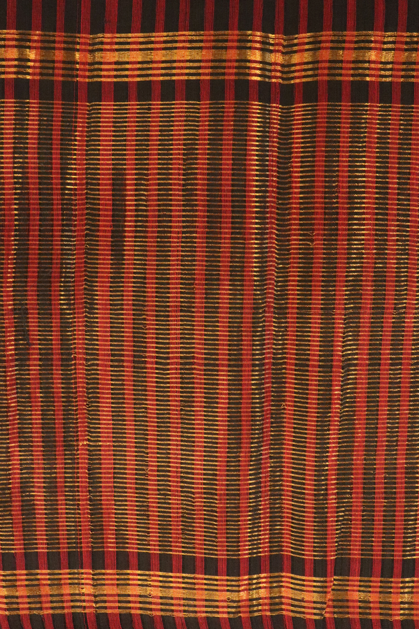 Mangalagiri Cotton Saree In Red And Black With Stripes